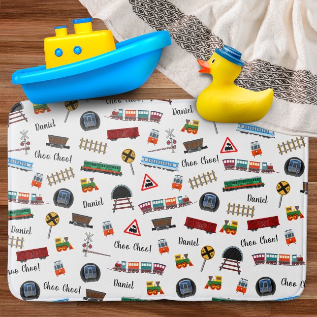 Tapis De Bain Train Motif Petit Garçon Prénom Choo Choo Enfants (Créateur téléchargé)