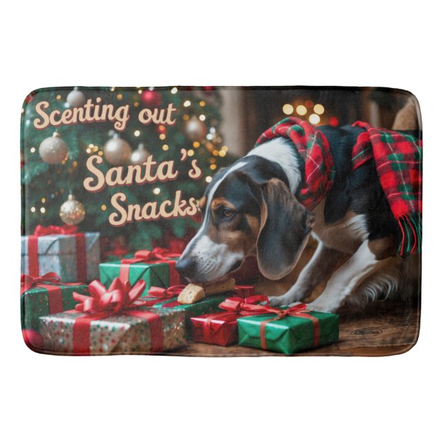 Tapis De Bain Treeing Walker Coonhound Festive Noël (Devant)