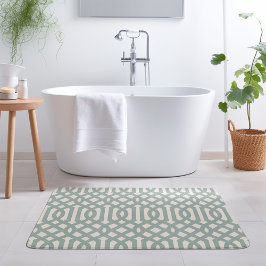 Tapis De Bain Trellis bleu et ivoire | Ferme moderne