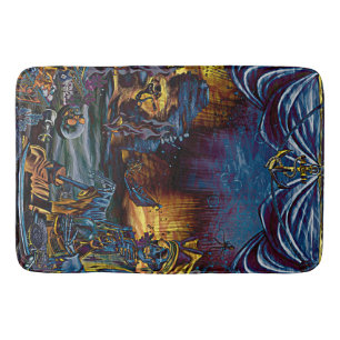 Tapis De Bain Trésor de squelette de pirate sous l'art de la ban