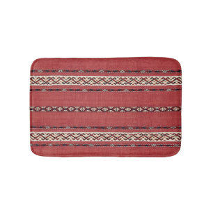 Tapis De Bain Triangle Bande Kilim II Rouge Noir Blanc