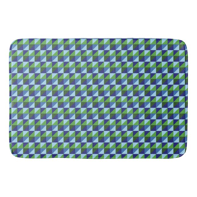 Tapis De Bain Triangle géométrique bleu et vert rétro Abstrait (Devant)