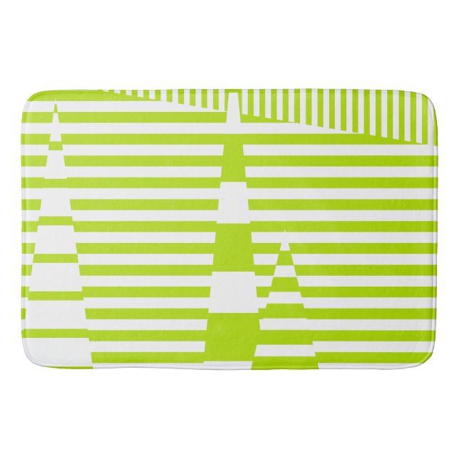Tapis De Bain Triangle - Lime vert et blanc (Devant)