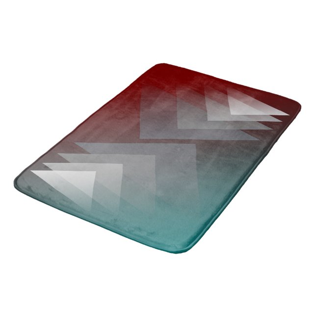 Tapis De Bain Triangles gris sur bordeaux turquoise (Angle)