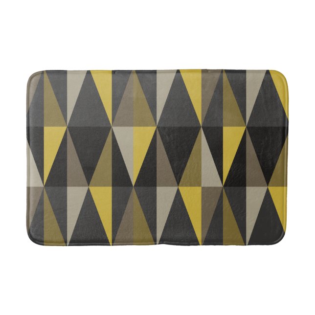 Tapis De Bain Triangles modernes du milieu du siècle Jaune foncé (Devant)