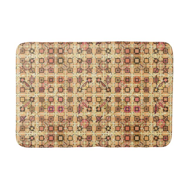 Tapis De Bain Tribal Batik - chocolat et chameau tan (Devant)