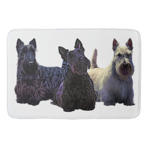 Tapis De Bain trio écossais Terrier noir/blé, chien noir