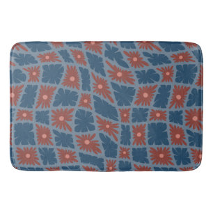 Tapis De Bain Trippy super 60s Flower Checks Blue Red