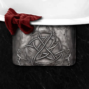 Tapis De Bain Triquetra Trinity Knot Silvery Pewter Faux Metal