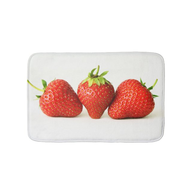 Tapis De Bain Trois Fraises Sur Blanc Bmcna (Devant)