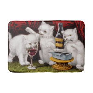 Tapis De Bain Trois joyeux chatons au festin