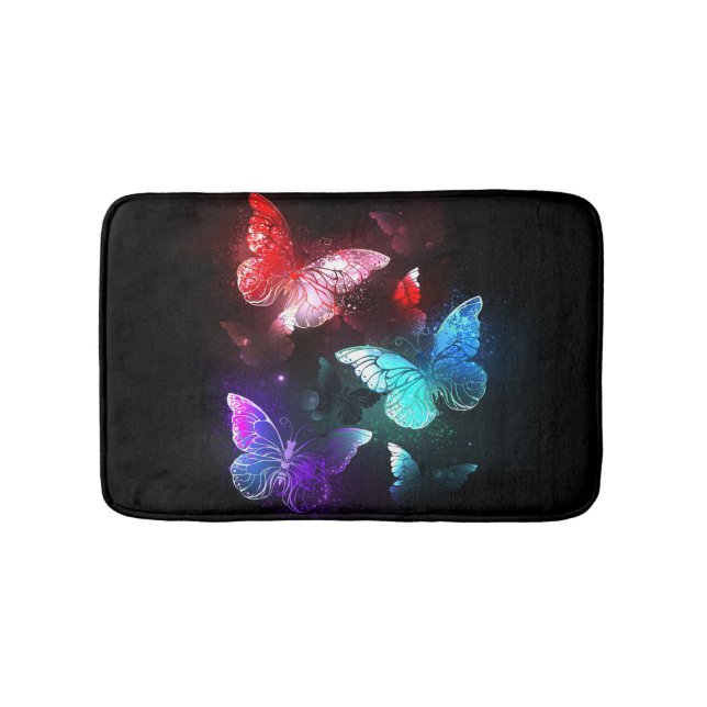 Tapis De Bain Trois papillons brillants sur l'arrière - plan de  (Devant)