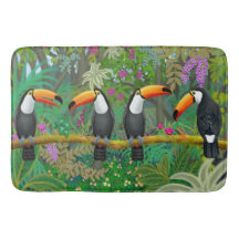 Tapis de bain tropical d'oiseaux de toucan