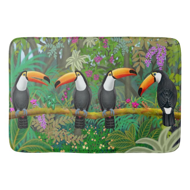 Tapis de bain tropical d'oiseaux de toucan (Devant)