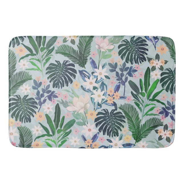 Tapis De Bain Tropical Foliage Floral Pattern (Devant)