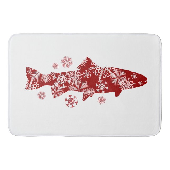 Tapis De Bain Truite à neige rouge et blanche (Devant)