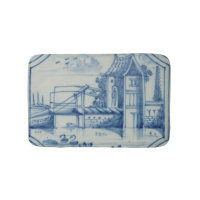 Tuile de Delft montrant un pont-levis au-dessus