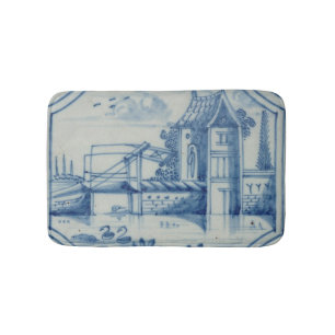 Tapis De Bain Tuile de Delft montrant un pont-levis au-dessus