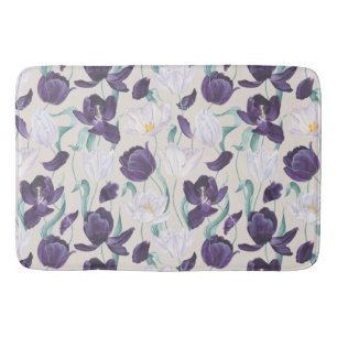 Tapis De Bain Tulipes violettes et blanches Cuisine Arrière - pl