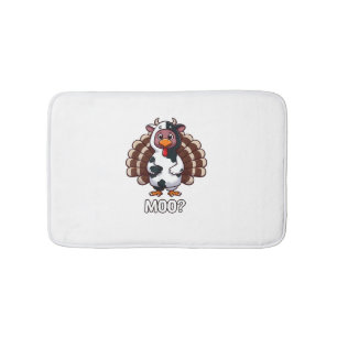 Tapis De Bain Turquie En Costume De Vache, Moo Drôle Thanksgivin