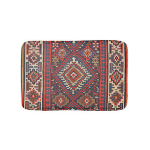 Tapis De Bain Turquie Kilim Aztec Rouge Bleu Tan 