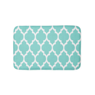 Tapis De Bain Turquoise Aqua Wht Moroccan Quatrefoil Pattern #4