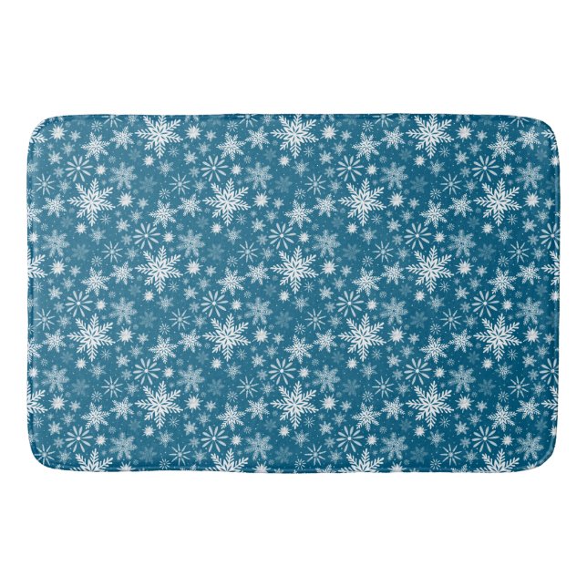 Tapis De Bain Turquoise Bleu et blanc Noël Snowflake Mat (Devant)