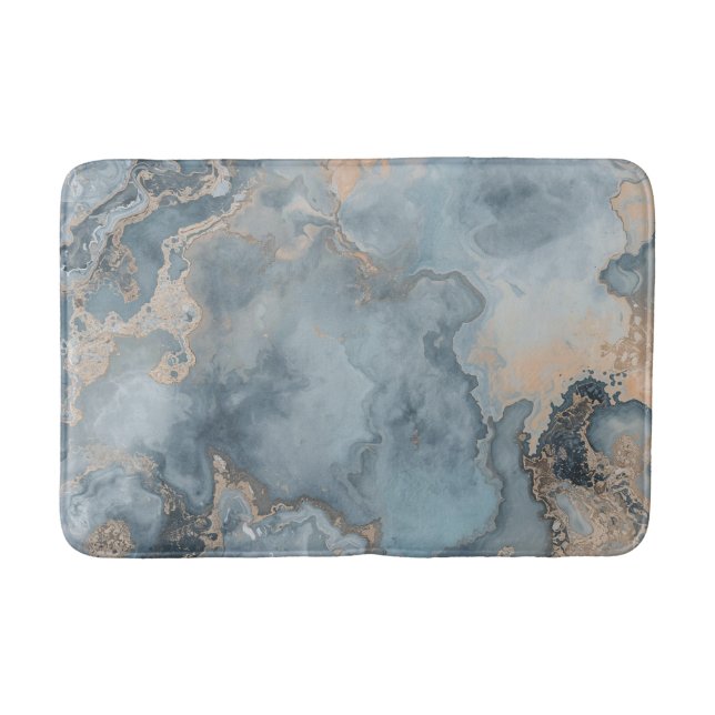 Tapis De Bain Turquoise bleu gris gris beige contemporain (Devant)