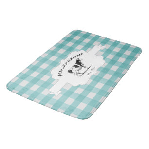 Tapis De Bain Turquoise Buffalo Plaid Farm Vache Mat