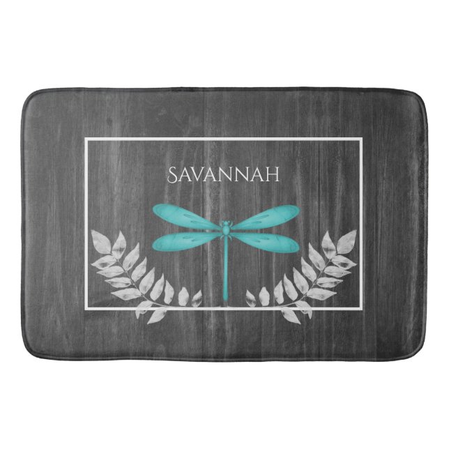 Tapis De Bain Turquoise Dragonfly Rustique Personnalisé Mat de b (Devant)
