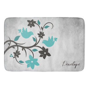 Tapis De Bain Turquoise Lovebirds Salade de bain personnalisée