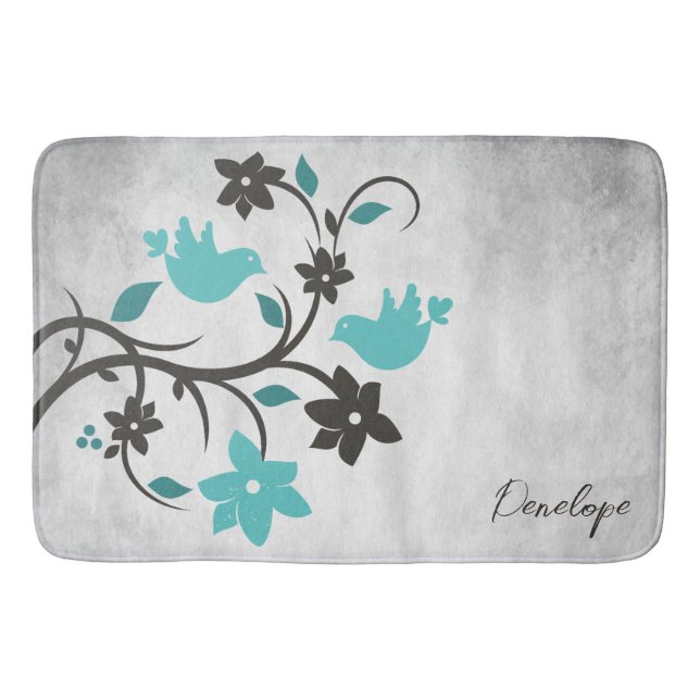 Tapis De Bain Turquoise Lovebirds Salade de bain personnalisée (Devant)