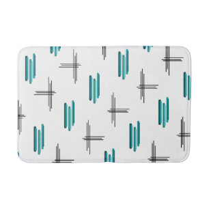 Tapis De Bain Turquoise Mid-Century Moderne Grandes et lignes