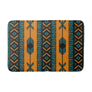 Tapis De Bain Turquoise Orange Sud-Ouest Tribal Aztec Motif