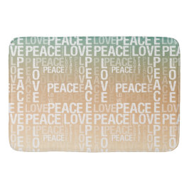 Tapis De Bain Turquoise Peach Gold White Peace Love