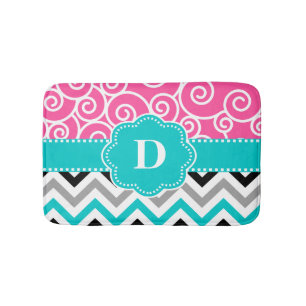 Tapis de bain turquoises roses de tapis de bain de