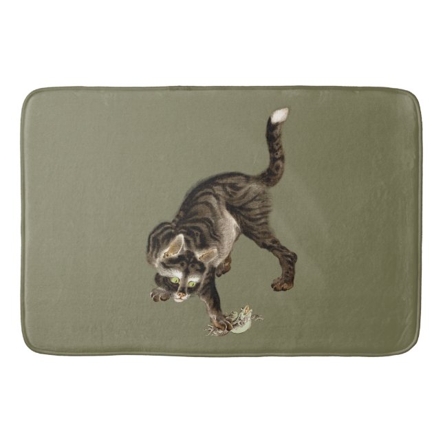 Tapis De Bain Un chat japonais attrape une grenouille (Devant)
