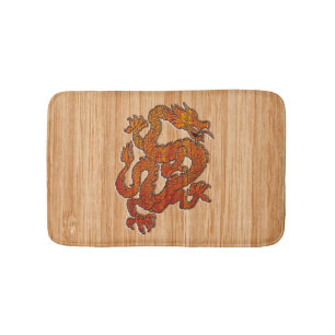Tapis De Bain Un dragon oriental dans le bambou