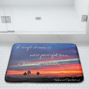 Tapis De Bain Une citation de rêve unique Photo Orange Bleu Couc