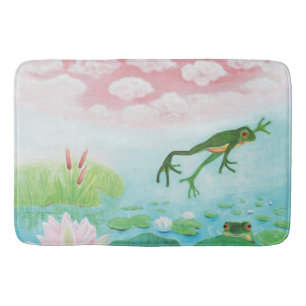 Tapis De Bain Une Grenouille S'Enfonce Dans L'Étang Illustration