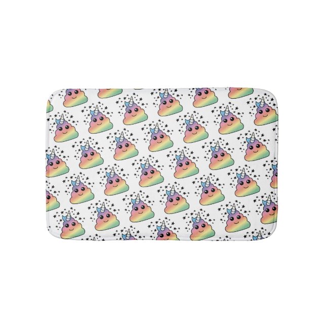 Tapis De Bain Unicorne Rainbow Poop Emoji (Devant)