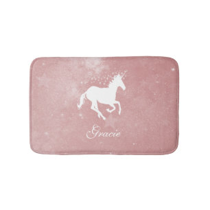 Tapis De Bain Unicorne rose Personnalisé Salon de bain