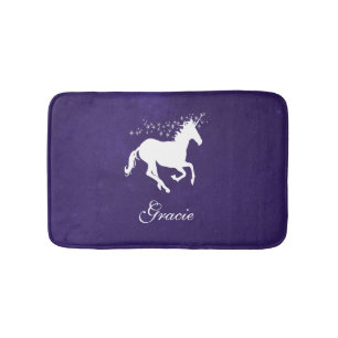 Tapis De Bain Unicorne violette - Mat de bain personnalisé