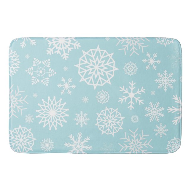 Tapis De Bain Vacances blanches bleues de Noël de flocon de (Devant)