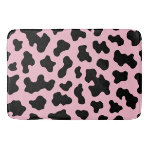 Tapis De Bain Vache blanche noire et rose Imprimer