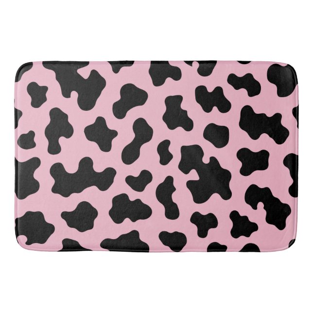 Tapis De Bain Vache blanche noire et rose Imprimer (Devant)