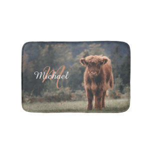 Tapis De Bain Vache de Highland calvaire herbe d'automne monogra
