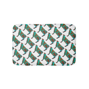 Tapis De Bain Vache Silhouette Brown et Turquoise