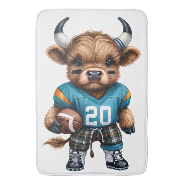 Tapis De Bain Vaches Highland et football (devant Vertical)