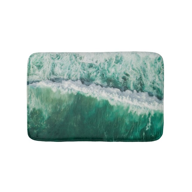Tapis De Bain Vague aérienne turquoise : tir de drone (Devant)